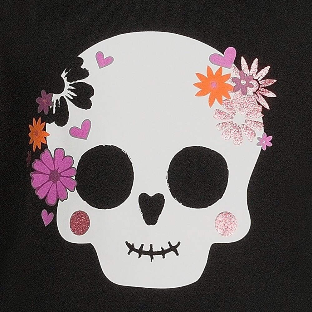 Your Daughters version of Flower Child Heart nose Flowered Skeleton Skull tshirt
